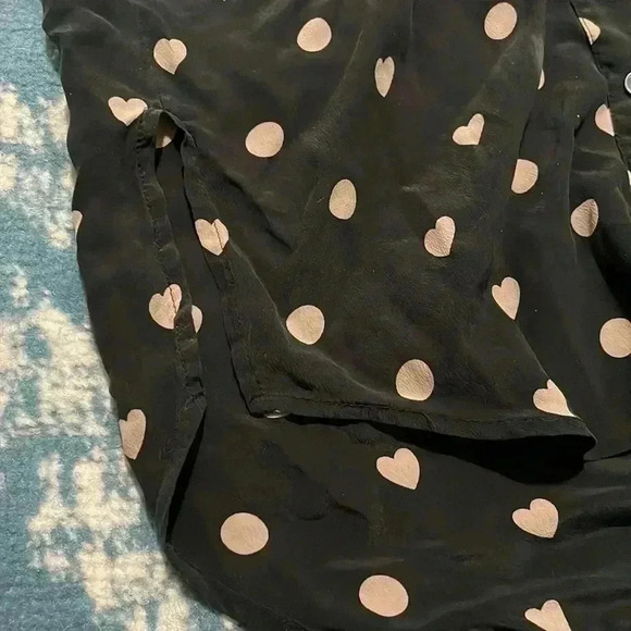 Madewell 100% silk polkadot and HEART button-down long sleeve blouse XXS - Picture 5 of 6
